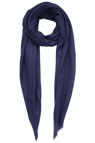 Cashmere scarf Made in Kashmir India (gift box) Smart Merino Wool Silk Cashmere Blend Extremely Soft Long Scarf Women Men Pashmina Fall Winter Navy Blue B