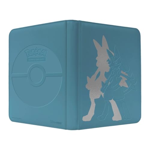 Ultra PRO Elite Series Pokémon Cards PRO-Binder - Lucario Design, Holds 360 Sleeved Cards, 9-Pocket Side-Loading Pages, Padded Leatherette with Foil, Zipper Closure, Ideal for Pokémon Collectors