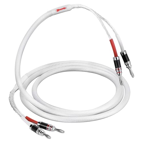 TODN 5 AWG Audiophile Speaker Cable with Banana Plugs, Silver-Plated O-C-C Copper Core, Hi-Fi Sound for Amplifier & Home Theater(4.9 ft /1.5 m,1 Piece)