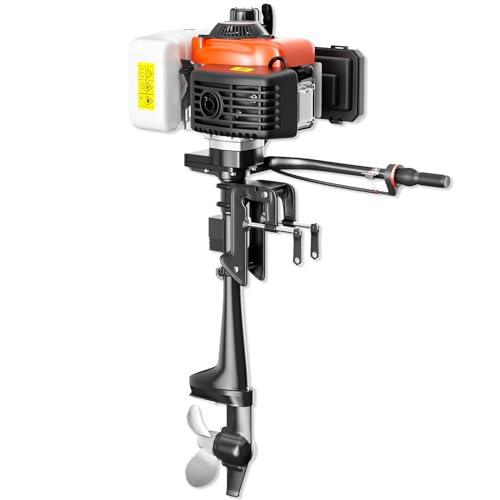 4HP 4-Stroke Pull Start Outboard Motor - Lightweight & Low Maintenance Boat Engine with All-Water Resistance for Fishing, Jon Boats, Inflatables - Heavy Duty Recoil Starter & Freshwater Flush Port