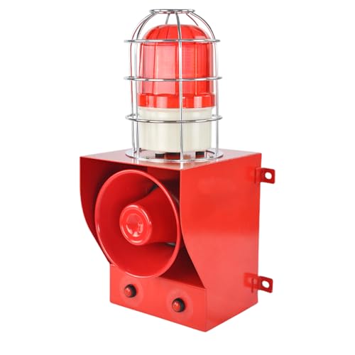 EOKHEOY Alarm Siren Waterproof Indoor/Outdoor Security Emergency Adjustable 130dB Loudest Sirens with Beacon Light Protective Net Plug for Factory, Office, Warehouse, School AC110-120V