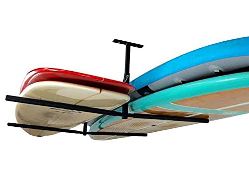 StoreYourBoard PaddleBoard & Surfboard Ceiling Rack – Adjustable SUP Rack for Garage Ceiling Storage, Heavy-Duty Paddle Board Rack Holds 150 lbs, Surfboard Ceiling Mount for Home & Garage