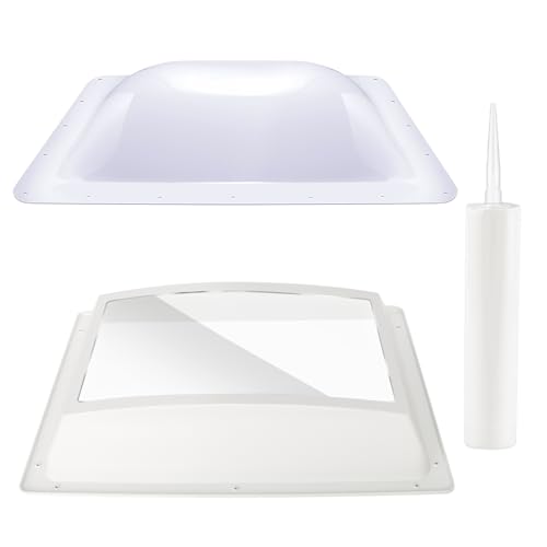RV Skylight Replacement Bundle,18" x 26" Skylight Outer Dome Fit 14" x 22" Opening,RV Shower Skylight for Camper Trailer Fifth Wheel Truck Roof,Inner Dome with Window 14" x 22"+Lap Sealant+Screw,White