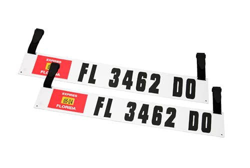 Hardline Products Registration Sticker Plate for Inflatable Dinghy, Boat or Tender with Nylon hook & loop adjustable Straps including Installed Custom Letter & Numbers
