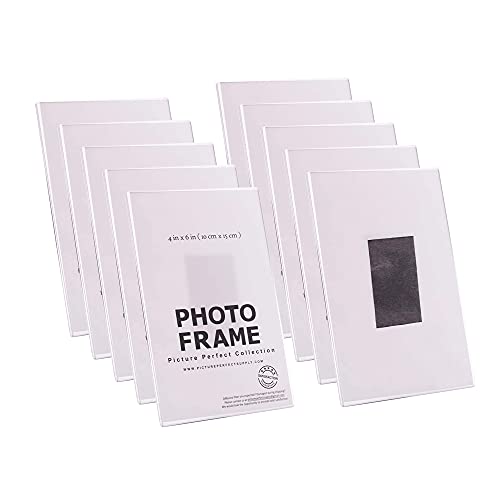 pbf 4x6 Magnetic Picture Frames for Refrigerator | Clear Magnetic Acrylic Frames | Magnetic Photo Holders for Fridge, Locker, Cubicle, Photo Board, Art Display, Sign Holder (10-Pack)