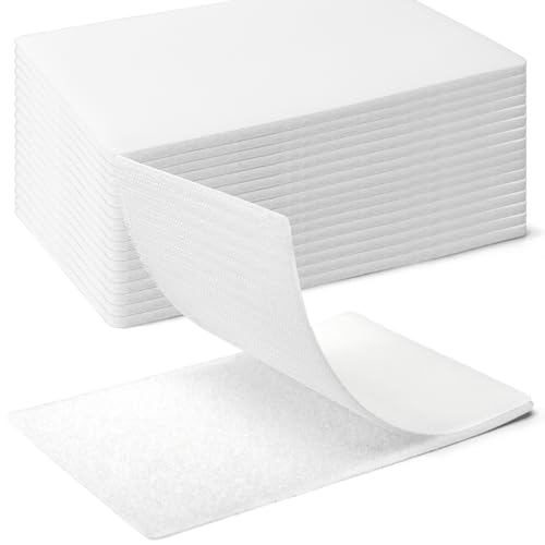 Art3d 48 Sets Hook and Loop Tape Sticky Back, 4"x6" Double-Sided Adhesive Strip,Heavy Duty, White