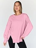 Trendy Queen Womens Oversized Sweatshirts Hoodies Crewneck Shirts Fall Outfits Teen Girls Y2k Winter Clothes Pink S