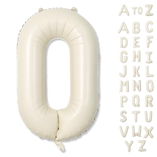 Custom 40 Inch Giant Foil Letter Balloons for Women's Birthday Party - Cream White Beige O, Helium Self Inflating Mylar Alphabet