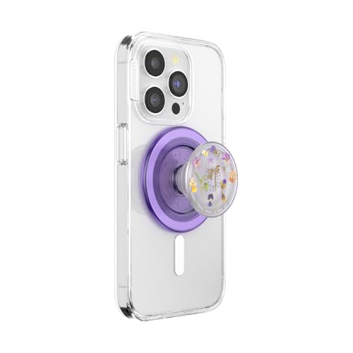 PopSockets PopGrip for MagSafe, Magnetic Phone Grip & Stand, Swappable Top, Secure Grip for iPhone MagSafe Cases, Kickstand for Hands-Free Viewing, Wireless Charging Compatible - Purple Fields