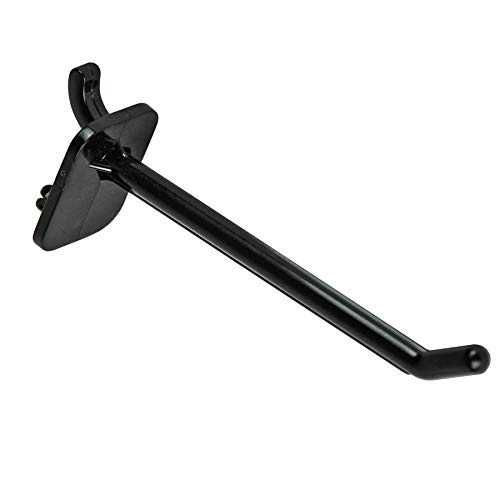 Azar Displays 800004-B Pack of 50 Black Pegboard Hooks (Also Available in White & Clear) - 4” Pegboard Hook Set (2” & 6” Pegboard J Hooks Also Available) - Polycarbonate Plastic Hooks for Retail