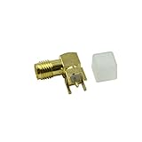 Hxchen SMA Female Jack Right Angle Solder PCB Mount RF Connector Adapter Gold Tone - (10 Pcs)