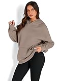 Trendy Queen Womens Oversized Hoodies Fleece Sweatshirts Long Sleeve Sweaters Pullover Fall Outfits Winter Clothes Coffee Grey S