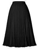 GRACE KARIN Womens Elastic High Waisted A Line Pleated Shirring Midi Long Skirt Black L