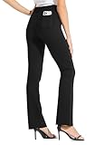 Willit 31" Women's Yoga Dress Pants Bootcut Work Slacks Stretch Office with Belt Loops 4 Pockets Black L