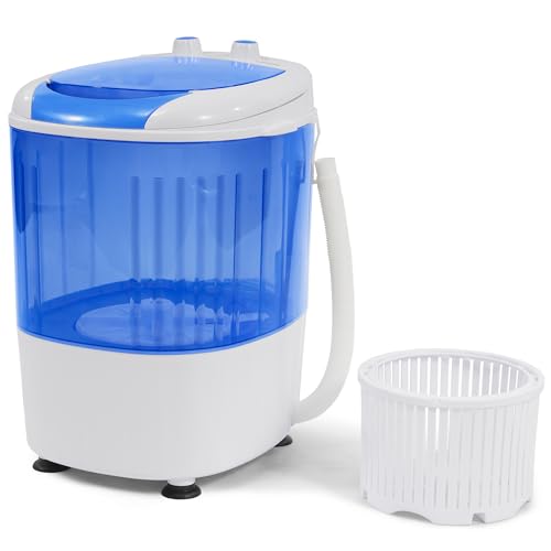 Elevon Mini Spin Dryer Portable Washing Machine Rotary Timer Controller Compact Laundry for Home Apartment RV, White/Blue