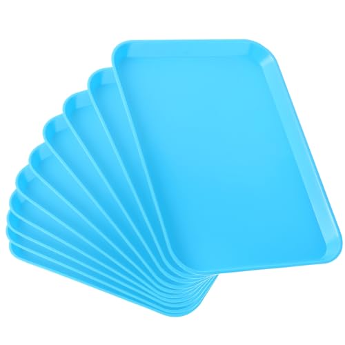 JMU 10 Pcs Dental Trays Plastic Autoclavable Instrument Set Up Flat Trays 13.25" X 9.75", Size B, Bule