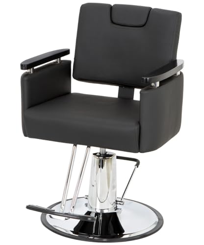 Buy-Rite Carlton Reclining All-Purpose Salon Chair - Professional Hydraulic Styling Chair for Hair, Barber, Shampoo, Threading, Waxing - Adjustable Headrest, 550 lb Lift, Black, YLG-166