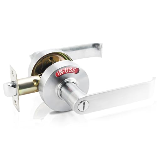 Stainless Steel Bathroom Privacy Indicator Handle Lock - Vacant Occupied Lock with Large Indicator for Men Women Restroom, In-use or Vacant, Occupied Sign for Bathroom Door