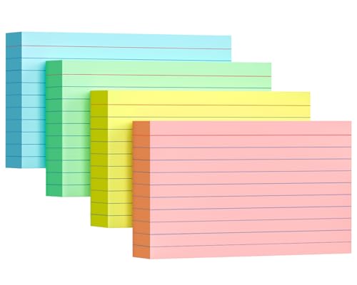 YIZUUN Colored Index Cards 4x6, 160 Pack, Ruled Index Cards, Flash Cards for Studying, Heavy Note Cards for Office, Home and School，Four Colors, Each Color Individually Wrapped, 40 Pack Per Package