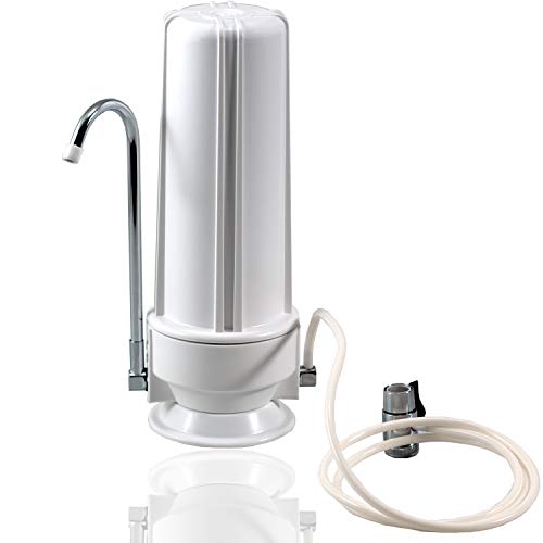 NU Aqua Countertop Water Filter System - 1 Stage w/Chrome Faucet - Over The Counter Top Drinking Water Purifier Filtration & Dispenser for Kitchen Sink - 120-Day Trial - Filtros de Agua para Tomar