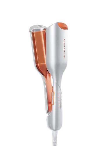 SHEGLAM Hair Beach Babe Hair Waver 2 Barrel Crimper 1 Inch with Smart Timer & Adjustable Temps Dual Voltage, Anti-Scald, Easy to Use