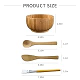 HLYYCC Face Mask Mixing Bowl Set Bamboo,4 Pack Diy Facial Tools For Skin Care,Bentonite Clay Mixing Bowl With Facial Mask Bowl,Spatula,Spoon,Brush Applicator,Facial Esthetician Supplies(13.52oz)