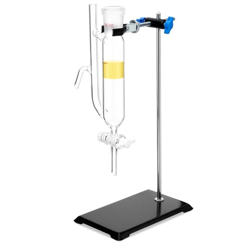 creahub 60 ml Water Oil Receiver Separator, with 24/40 Joint and Stand, Borosilicate Glass Separation Funnel for Accurate Liquid