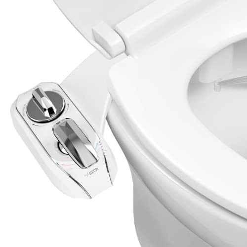LUXE Bidet NEO 320 Plus - Patented Bidet Attachment for Toilet Seat, Innovative Hinges to Clean, Slide-in Install, Advanced 360° Self-Clean, Warm, Dual Nozzles, Feminine & Rear Wash (Chrome)