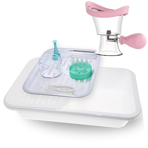 Contact Lens Cleaner Tray Scleral Lens Inserter with Contact Lens Solution Lens Care Kit for RGP/OK/Hard Lens Eye Wash Cup, Portable Eye Washer Cleaner Kit Silicone Air Pressure Eye Cleaning Cup