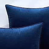 MIULEE Pack of 2 Navy Blue Decorative Velvet Throw Pillow Cover Soft Pillowcase Solid Square Cushion Case for Sofa Bedroom Car 24x24 Inch 60x60 Cm