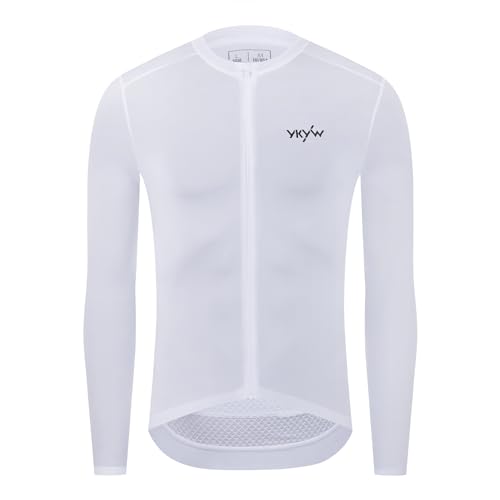 YKYWBIKE Cycling Jersey Men Long Sleeve,Road Bike Jersey Aero Race Fit,Moisture Wicking Bike Shirt,Breathable,UPF50+