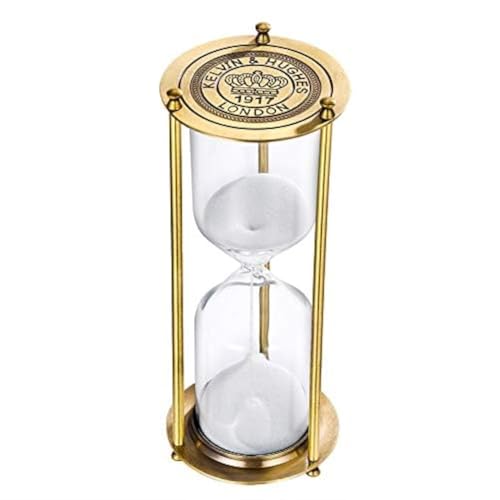 SuLiao Hourglass 60 Minute Timer, Vintage Brass Sand Clock, Unique Metal Watch, Antique Glass with White Sand for Home, Desk, Office, Gifts, Decor