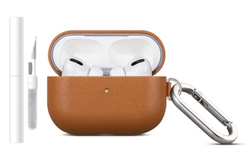 Lopie Handcrafted AirPods Pro Leather Case with Keychain, Portable Full-Grain Leather AirPods Pro Case Cover, Protective Case/Cover with Loss Prevention Clip for Air Pods Pro - Brown