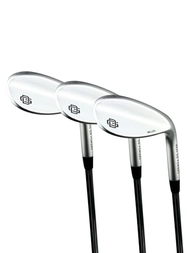 Detroit Golf Co. Premium Forged Men's Golf Wedge Milled Face - 52, 56, 60 Degree - Milled Face - 3 Club Set