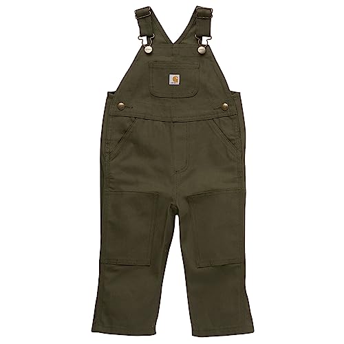Carhartt Boys Loose Fit Canvas Bib Overalls, Olive Green, 3T