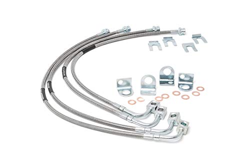Rough Country Stainless Brake Lines for Jeep Wrangler JK w/4-6" Lift (2007-2018) - 24" FR & 22.5"RR Brake Line