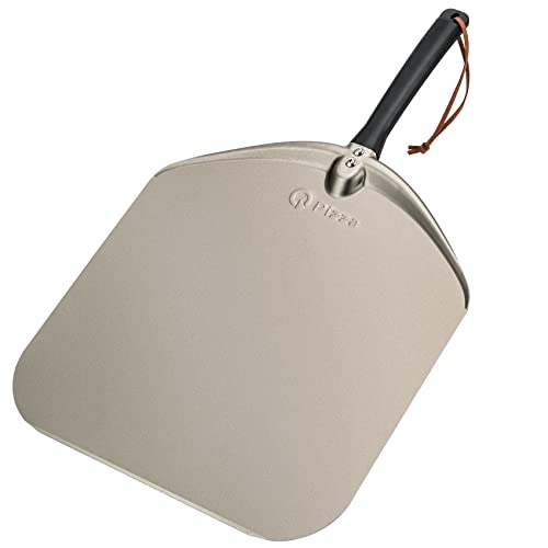 Q Pizza Aluminium Pizza Peel 14 inch, Extra Large Metal Pizza Turning Paddle, Non-stick Pizza Spatula for Grill Oven Baking Bread Pastry Dough Pie Cake, PT205
