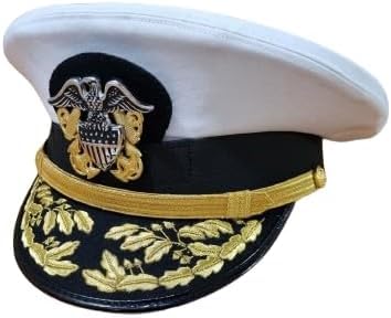 Generic New WWll US Navy Officer Hat, US Navy Admiral Cap (58CM), White