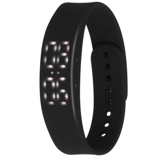 Mikikit Mens Wrist Wristwatch Bracelet Men Silicone Simple Sport Digital Watch Adjustable Smartwatch Men’s Watches for Strap LED Black Electronic Digital Alarm Clock