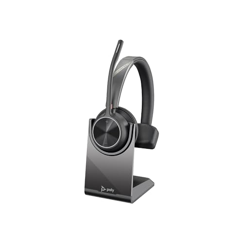 Poly UC Wireless Headset + Charge Stand (Plantronics) - Single-Ear Headset w/Mic - Connect to PC/Mac via USB-A Bluetooth Adapter, Cell Phone via Bluetooth -Works with Teams, Zoom &More