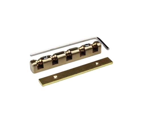 Guyker 5 String Bass Guitar Nut, Height Adjustable 45mm Brass Roller Nut Split Regulation Replacement Parts