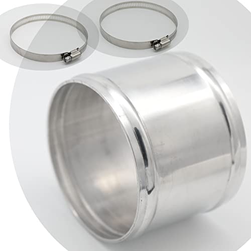 KRD PERFORMANCE 102mm(4") OD, Length 3" (76mm), Straight 4 Inch 6061 Aluminum Alloy Hose Joiner Tube Intercooler Pipe Connector High Class Glossy Polished Treatment Air Intake Tube with Bead Roll