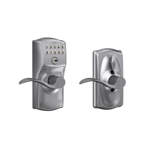 SCHLAGE FE595 CAM 626 ACC Camelot Keypad Entry with Flex-Lock and Accent Levers, Brushed Chrome