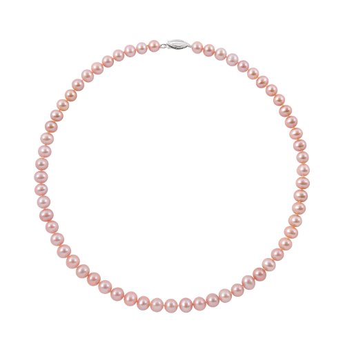 Sterling Silver 5.5-6.0mm Natural Pink Cultured Freshwater Pearl Strand Necklace,18"