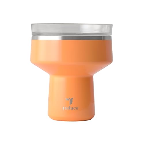 REDUCE Saltini 16 oz Cocktail Tumbler - Insulated Margarita Tumbler with Lid - Keeps Drinks Cold for 10 Hours - 360 Sippable Martini Glass Alternative - Shatterproof, Perfect for Parties - Papaya