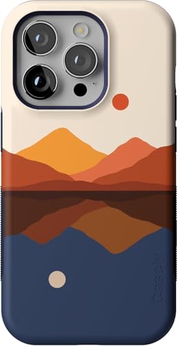 Casely iPhone 14 Pro Case | Opposites Attract | Day & Night Colorblock Mountain | Compatible with MagSafe