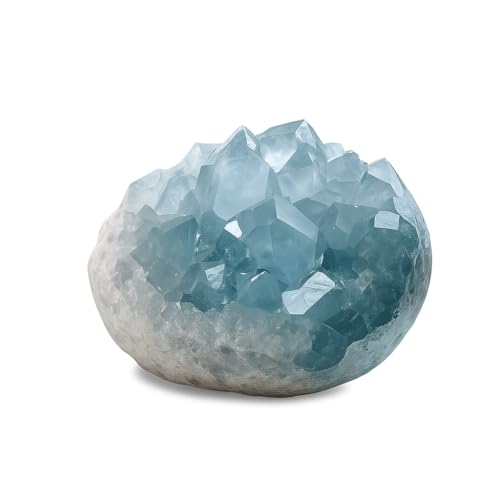 WYJHYZN Celestite Crystals and Healing Stones Rocks Geodes Quartz Decor Gemstone Raw Phenakite Large Real Geodes with Crystals Tower Moonstone Aquamarine Blue Natural Cluster 1PC