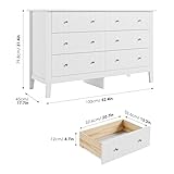 FOTOSOK White Dresser, Chest of Drawers, Modern 6 Drawer Double Dresser with Deep Drawers, Nursery Dresser for Baby, Wide Storage Organizer Cabinet for Living Room, Hallway,White