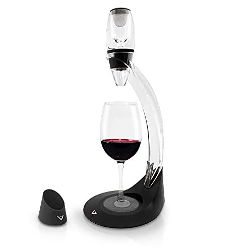 Vinturi Wine Aerator Deluxe Essential Red Wine Pourer and Decanter Tower Stand Set Easily and Conveniently Aerates Wine by the Bottle or Glass and Enhances Flavors with Smoother Finish, Black