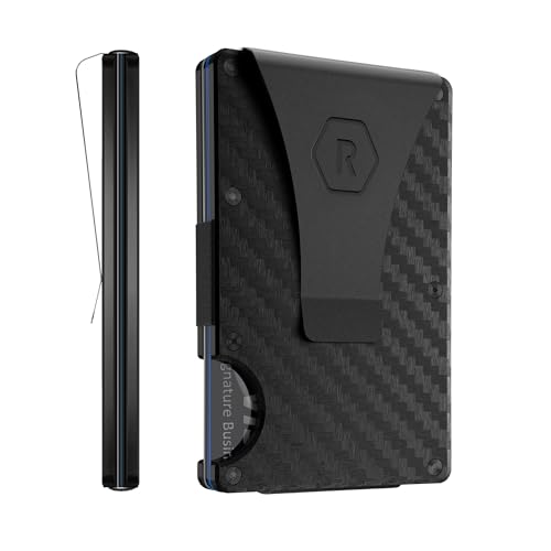 Ridge Wallet for Men - Slim Minimalist Compact Wallet and Card Holder, RFID Protected Front Pocket Wallets for Men with Integrated Money Clip (Carbon Fiber)